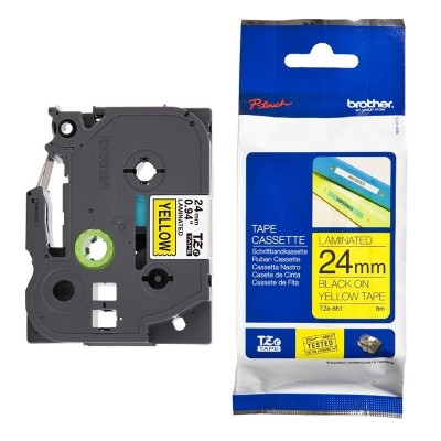 Cinta Brother TZE-651 Negro Sobre Amarillo 24mm x 8m