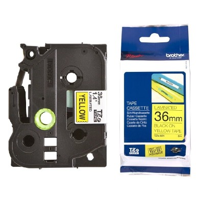 Cinta Brother TZE-661 Negro Sobre Amarillo 36mm x 8m