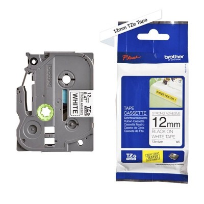 Cinta SuperAdhesivo Brother TZE-S231 Negro Sobre Blanco 12mm x 8m
