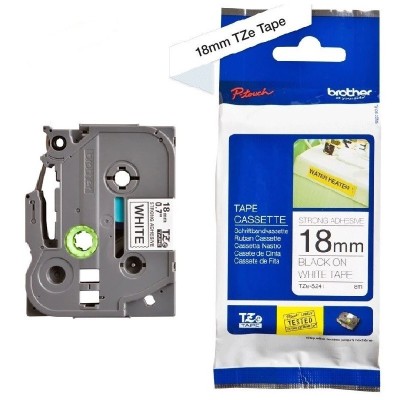 Cinta SuperAdhesivo Brother TZE-S241 Negro Sobre Blanco 18mm x 8m