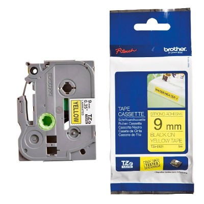 Cinta SuperAdhesivo Brother TZE-S621 Negro Sobre Amarillo 9mm x 8m
