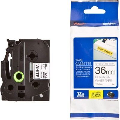 Cinta SuperAdhesivo Brother TZE-S261 Negro Sobre Blanco 36mm x 8m