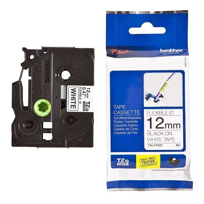 Cinta Flexible Brother TZE-FX231 Negro Sobre Blanco 12mm x 8m