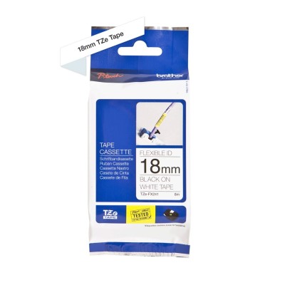 Cinta Flexible Brother TZE-FX241 Negro Sobre Blanco 18mm x 8m