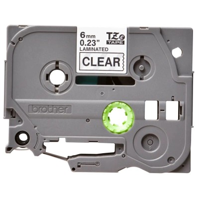 Cinta Brother TZE-111 Negro Sobre Transparente 6mm x 8m