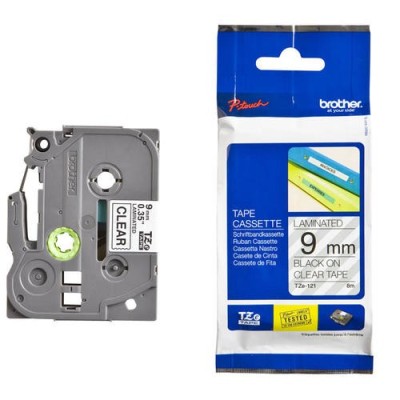 Cinta Brother TZE-121 Negro Sobre Transparente 9mm x 8m