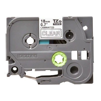 Cinta Brother TZE-145 Blanco Sobre Transparente 18mm x 8m