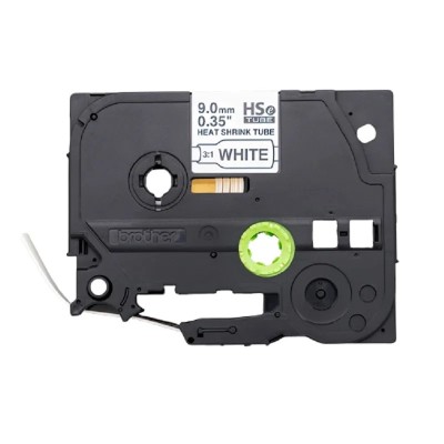 Cinta Termocontraible Brother HSE-221E Negro Sobre Blanco 9mm x 1,5m