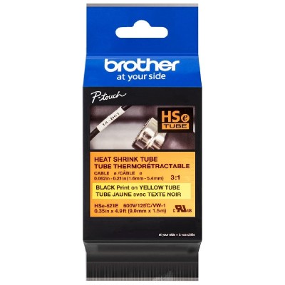 Cinta Termocontraible Brother HSE-621E Negro Sobre Amarillo 9mm x 1,5m
