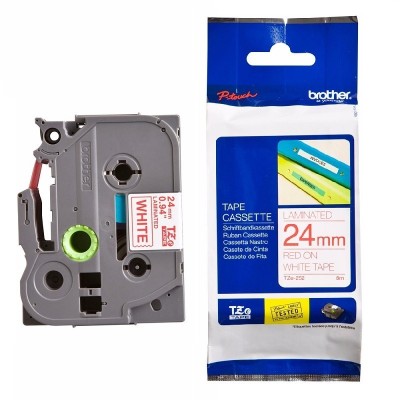 Cinta Brother TZE-252 Rojo Sobre Blanco 24mm x 8m