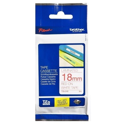 Cinta Brother TZE-242 Rojo Sobre Blanco 18mm x 8m