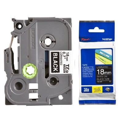 Cinta Brother TZE-345 Blanco Sobre Negro 18mm x 8m