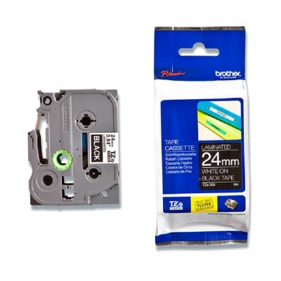 Cinta Brother TZE-355 Blanco Sobre Negro 24mm x 8m