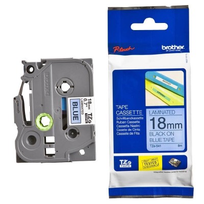 Cinta Brother TZE-541 Negro Sobre Azul 18mm x 8m