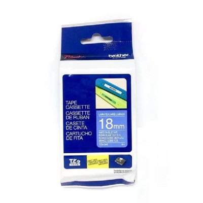 Cinta Brother TZE-545 Blanco Sobre Azul 18mm x 8m