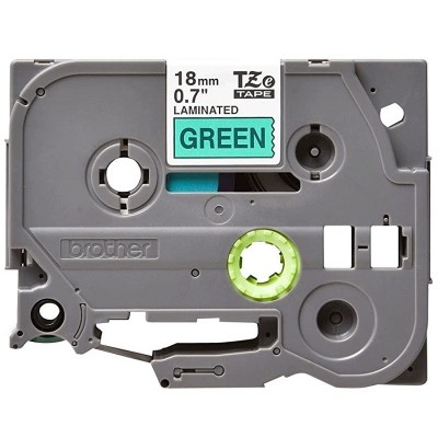 Cinta Brother TZE-741 Negro Sobre Verde 18mm x 8m
