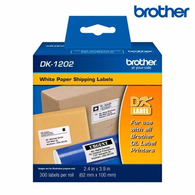Cinta Brother DK-1202 Rollo Pre Cortado 62mm x 100mm - 300 Etiquetas