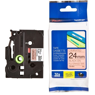 Cinta Brother TZE-B51 Negro Sobre Fluorescente Naranja 24mm x 5mts