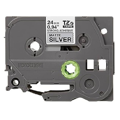 Cinta SuperAdhesiva Brother TZES951 Negro Sobre Plateado 24mm x 8m