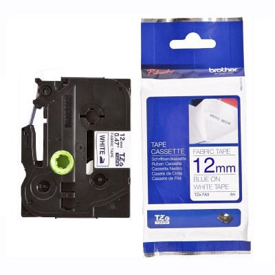 Cinta Brother TZE-FA3 Textil Azul Marino Sobre Blanco 12mm x 3m