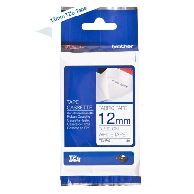 Cinta Brother TZE-FA3 Textil Azul Marino Sobre Blanco 12mm x 3m
