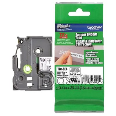 Cinta de Seguridad Brother TZE-SE4 Negro Sobre Blanco 18mm x 8m