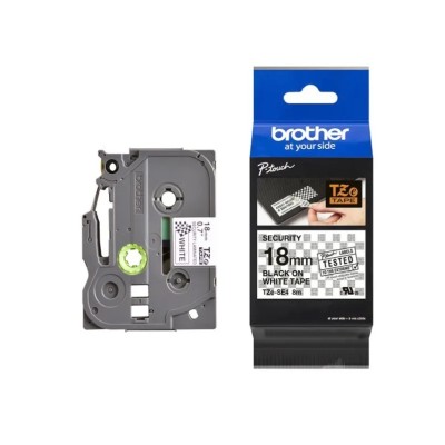 Cinta de Seguridad Brother TZE-SE4 Negro Sobre Blanco 18mm x 8m