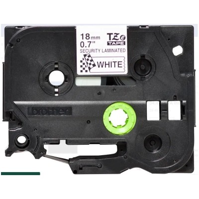 Cinta de Seguridad Brother TZE-SE4 Negro Sobre Blanco 18mm x 8m