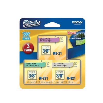 CINTA BROTHER ME793 NENGRO SOBRE ROSA, PLATEADO, VERDE 9MM