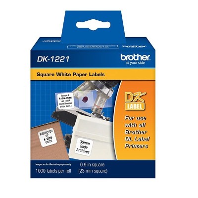 Cinta Brother DK-1221 Rollo Pre Cortado 23mm x 23mm - 1000 Etiquetas