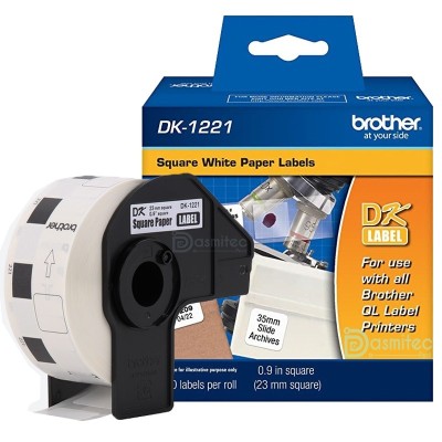 Cinta Brother DK-1221 Rollo Pre Cortado 23mm x 23mm - 1000 Etiquetas