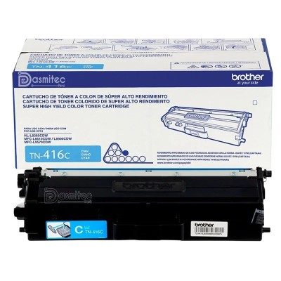 TONER BROTHER TN-416 CYAN 6.5K PAG. (HL-8360CDW / MFC-L8610CDW / MFC-L8900CDW / MFC-L9570CDW)